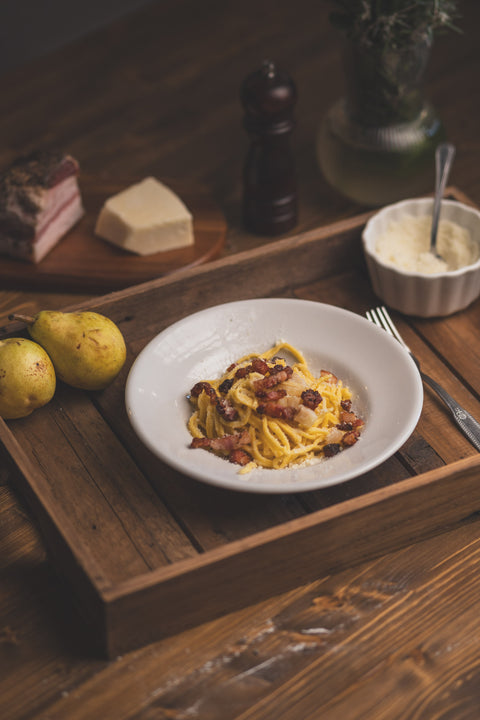 On demand:  Tagliolini gricia and pears