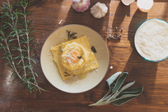 On-Demand : Big Ravioli Cacio and Pepe with Egg Yolk