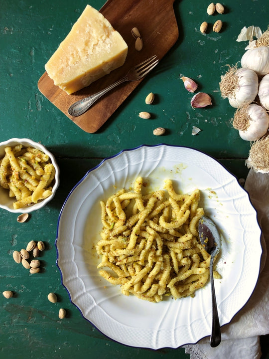 AUGUST Menu: Rustic Pie & Caprese, Lombrichelli Pistachio Pesto, Saltimbocca, Caponata and Fruit Tarte!!